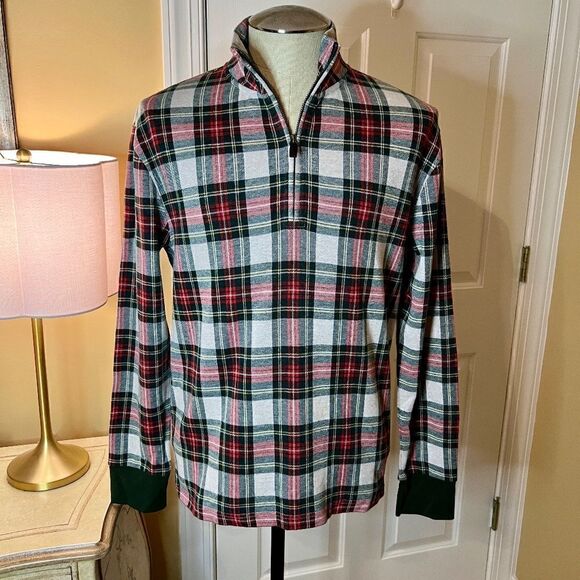 NWT Men's J.Crew Factory Sample Half Zip Tartan Plaid Pullover Shirt Size MEDIUM - Picture 1 of 4